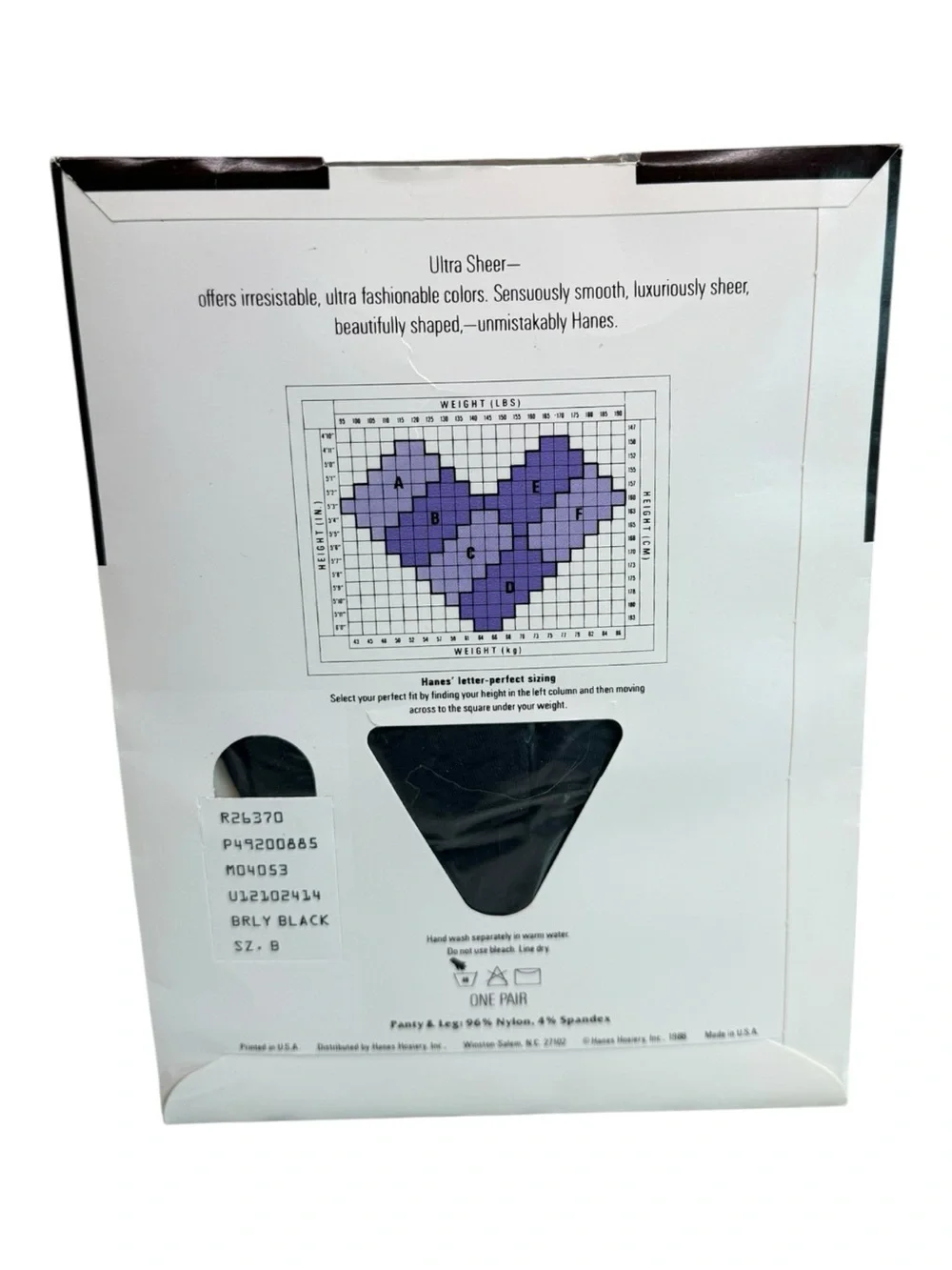 1988 Hanes Ultra Sheer Pantyhose Sheer To Waist Style 885 Size B Barely Black